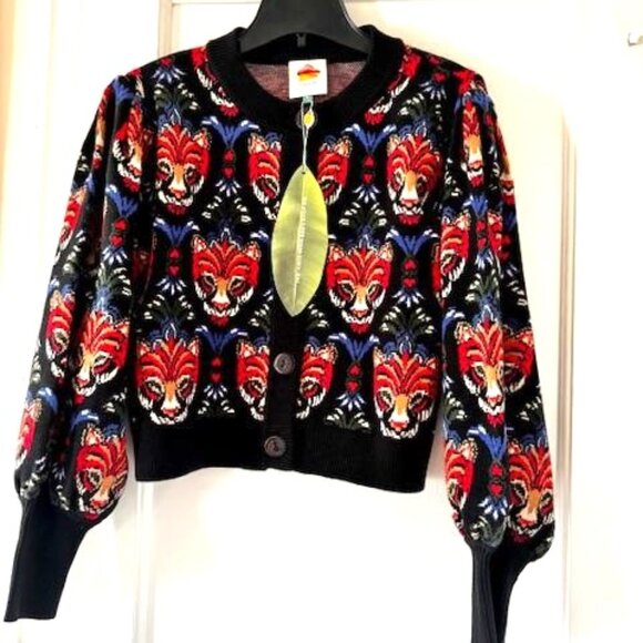 FARM Rio Black Boho Panther Cardigan New Year’s Eve Festive Season - Picture 16 of 16